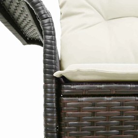 2-Személyes Kerti Kanapé Párnákkal Barna Poli Rattan