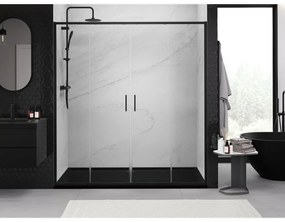 Mexen Exo, 2 szárnyú csúszó 200x200 cm, 6mm átlátszó üveg, fekete profil, 8152-200-000-70-00