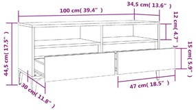 fehér szerelt fa TV-szekrény 100x34,5x44,5 cm