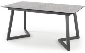 Asztal Houston 1114Sötétszürke, Világosszürke, 76x90x160cm, Hosszabbíthatóság, Edzett üveg, Közepes sűrűségű farostlemez, Fém
