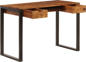 vidaXL tömör akácfából és acél asztal 110 x 55 x 78 cm