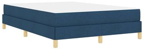 Boxrugós ágy Kék és Barna 140 x 190 cm Textil és mérnöki fa