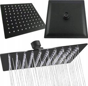 Esőztető Zuhanyfej Acél Vékony Négyzetes Fekete 20 CM