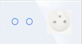 Érintőkapcsoló Aljzattal Dupla Aljzattal Fehér N 2G1F Két Doboz