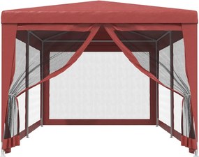 Piros HDPE rendezvénysátor 6 hálós oldalfallal 3 x 6 m