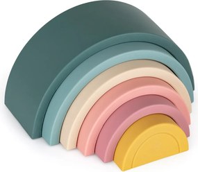 PETITE&amp;MARS szilikon egymásra rakható játék Rainbow Misty Green 12m+