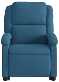 elektromos felállást segítő kék bársony dönthető fotel