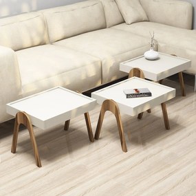 Dohányzóasztal (3 részes) Roma - Walnut, Cream