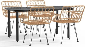 vidaXL 5 részes polyrattan kerti étkezőgarnitúra