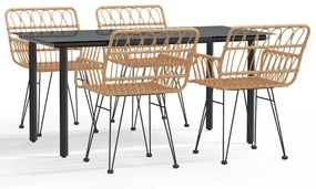 vidaXL 5 részes polyrattan kerti étkezőgarnitúra