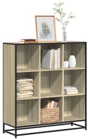 sonoma tölgy szerelt fa és fém könyvszekrény 97,5x33x107,5 cm