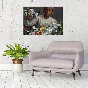 Kép - Frédéric Bazille, Young Woman with Peonies, reprodukciók (70x50 cm)