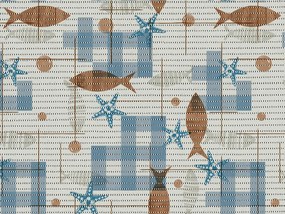 Fürdőszobaszőnyeg Csúszásgátló Tengeri Halak aqua 200x65 cm
