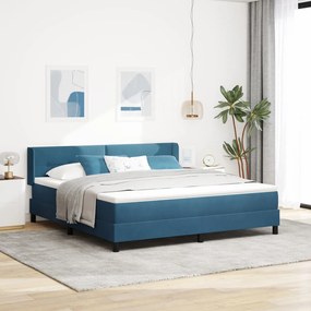 Boxspring Ágy Mattal Sötétkék 180x200 cm Bársonyos