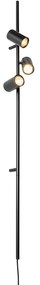 Okos fali lámpa fekete, lábkapcsolóval, 3 fényforrású, 3 Wifi GU10 50mm-es izzóval - Jeana Luxe