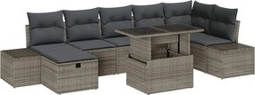 vidaXL Kerti Kanapé Szett párnával tárolóval 8 pcs Szürke Poli rattan
