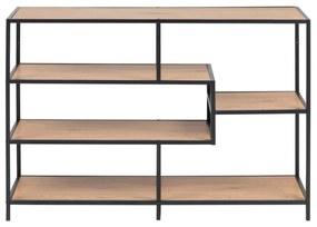Fekete-natúr színű könyvespolc tölgyfa dekorral 114x78 cm Seaford – Actona