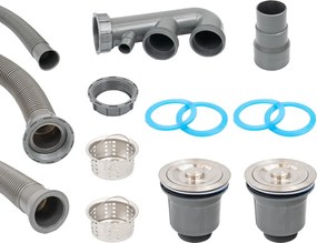 Tia szögletes két medencés gránit mosogató bézs