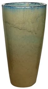 Kerámia türkiz óriás kaspó hosszúkás fagyálló 20x45 cm budapesti szállítással