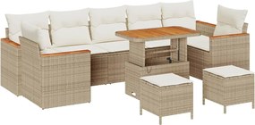 vidaXL Kerti Kanapé Szett párnával 10 pcs Bézs Poli rattan