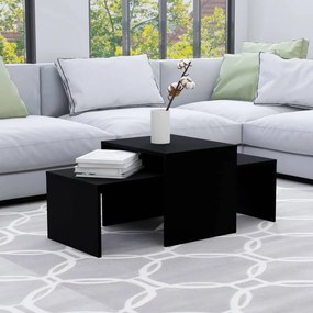 Fekete szerelt fa dohányzóasztal szett 100 x 48 x 40 cm
