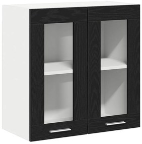 vidaXL Fekete tölgy függő üveg szekrény - 60x31x60 cm, mérnöki fából