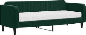 vidaXL sötétzöld bársony heverő matraccal 80 x 200 cm