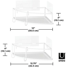 Fehér öntapadós acél fürdőszobai sarokpolc szett 2 db-os Cubiko – Umbra