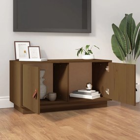 mézbarna tömör fenyőfa TV-szekrény 80x34x40 cm