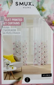 Függönyfüggöny 2db Smukee 137x250 fehér virágmintás 050