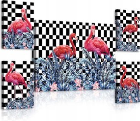 Vászonkép 116x66 Trópusi flamingó egzotikus élénk modern rózsaszín zöld