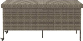 Szürke Polyrattan Kerti Tárolóláda Kerekekkel 160X55X75 Cm