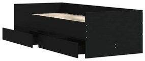 fekete kicsi egyszemélyes ágykeret fiókokkal 75 x 190 cm