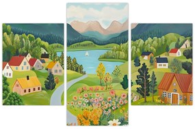 Kép - Falu a hegyekben (90x60 cm)