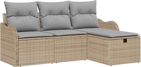 vidaXL Kerti Kanapé Szett 4 pcs Beige és Világosszürke polirattan