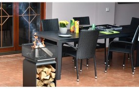 Hordozható fa tűzrakóhely rostéllyal fekete