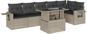 vidaXL 7 részes világosszürke polyrattan kerti ülőgarnitúra párnákkal