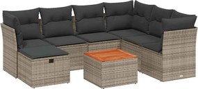 vidaXL 8 részes szürke polyrattan kerti ülőgarnitúra párnákkal