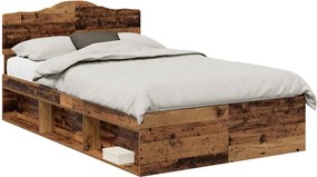 vidaXL Ágykeret fejtámlával Öreg fa 120 x 200 cm Tömör fenyőfa