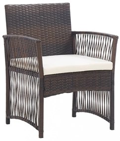 2 db barna polyrattan kerti karosszék párnákkal
