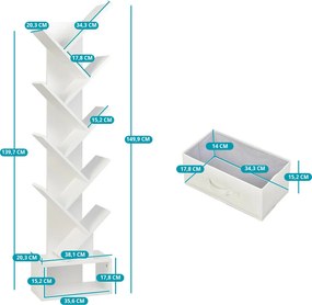 10 szintes könyvespolc fehér