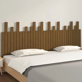 mézbarna tömör fenyőfa fali fejtámla 204 x 3 x 80 cm