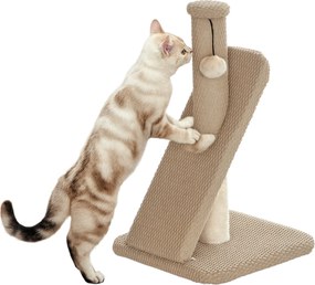PawHut 54 cm Magas Kaparófa Játékgolyóval, Zsiráf Kaparófa Kis Macskák Számára, Macska Kaparó Bútor, Krémfehér | Aosom
