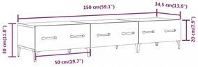 betonszürke szerelt fa TV-szekrény 150 x 34,5 x 30 cm