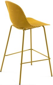 Okkersárga fém-műanyag kerti bárszék Quinby – Kave Home