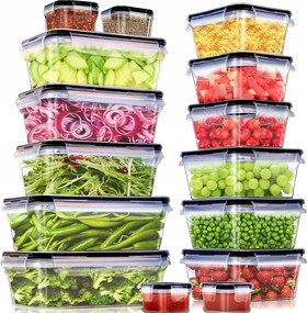 15x Műanyag Ételtároló dobozok Légmentesen záródó fedéllel Szett