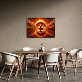 Üveg kép – Fa a véres napban (70x50 cm)