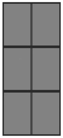 Fekete edzett üveg és alumínium tolóajtó 90 x 205 cm