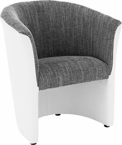 Klub fotel, fehér textilbőr / szürke szövet, CUBA