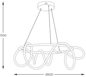 Zuma Line 20006PL-BK - LED Csillár zsinóron BALBO LED/58W/230V 3000/4000/6000K
